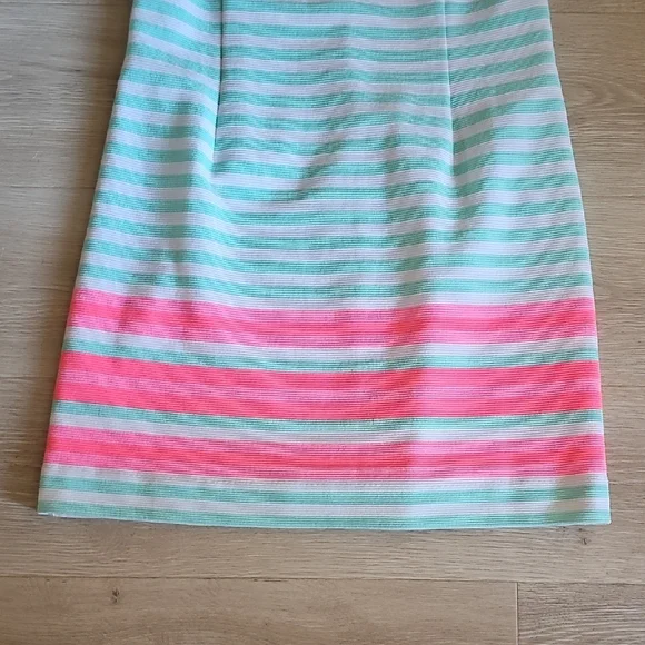 Lilly Pulitzer Mint and Pink Striped Cap-Sleeve Shift Dress - Picture 6 of 11